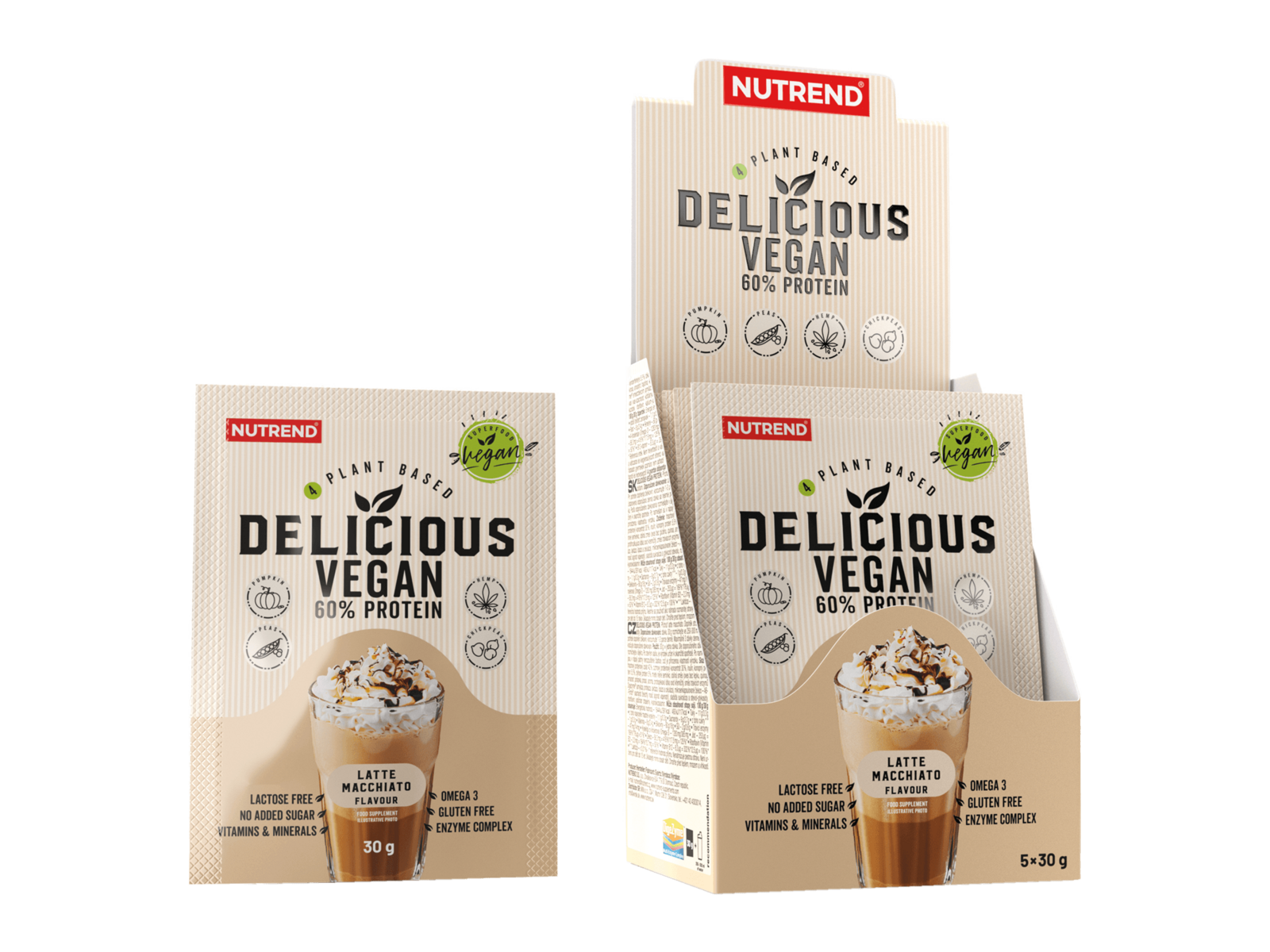 Nutrend - Delicious Vegan Protein (Latte Machiatto - 5 x 30 gram)