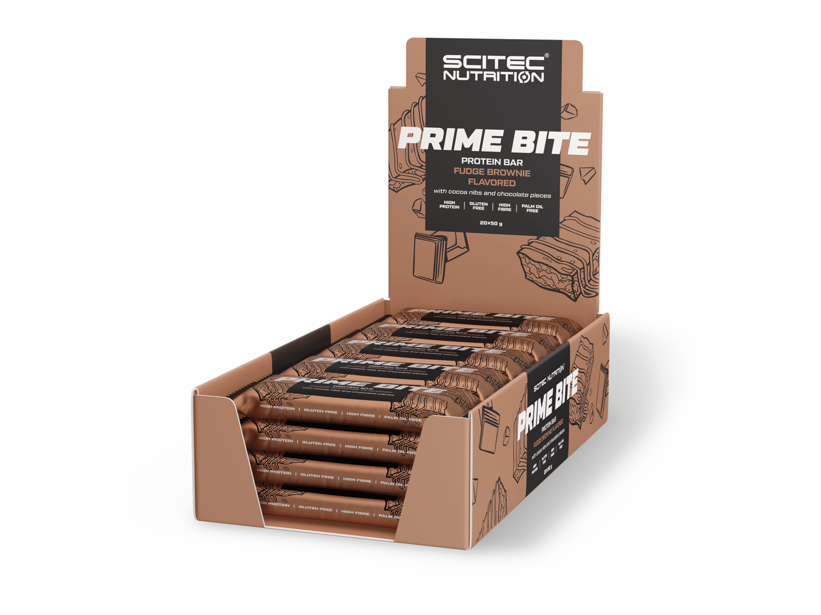 Prime Bite (Fudge Brownie - 20 x 50 gram) - SCITEC NUTRITION