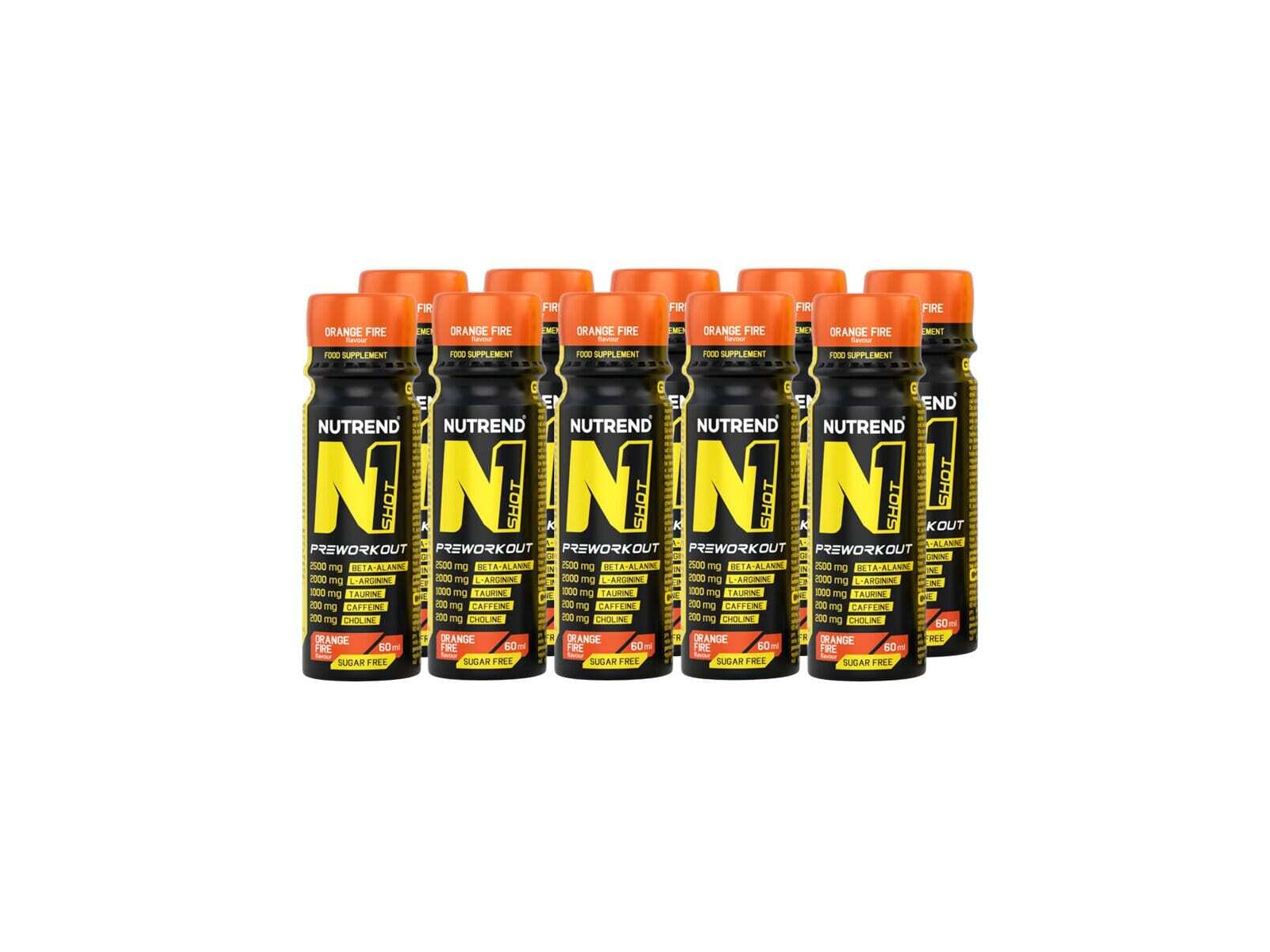 N1 Pre-Workout Shots (Orange Fire - 10 x 60 ml) - NUTREND