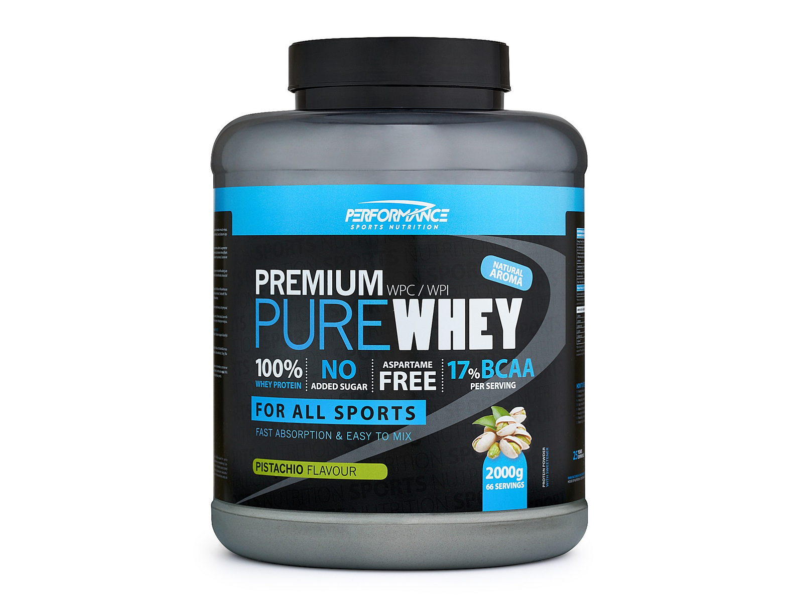 Pure Whey (Pistache - 2000 gram) - PERFORMANCE - Whey Protein - Eiwitpoeder - Eiwitshake - Sportvoeding - 66 shakes